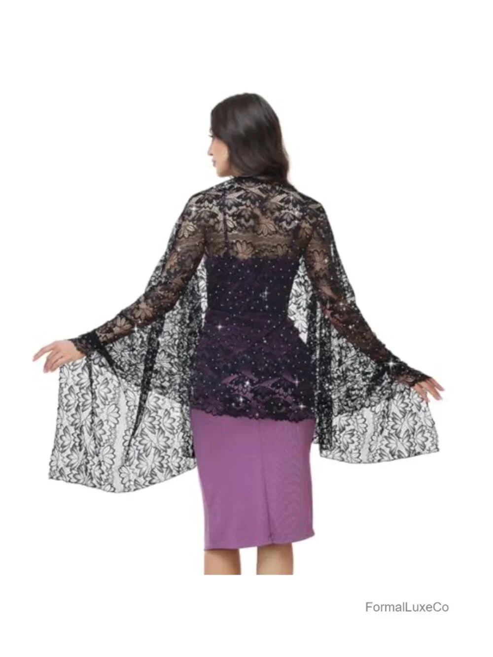 Lace Shawl Rhinestone Sparkly Sequin Wrap for Evening Dresses, Women Wedding